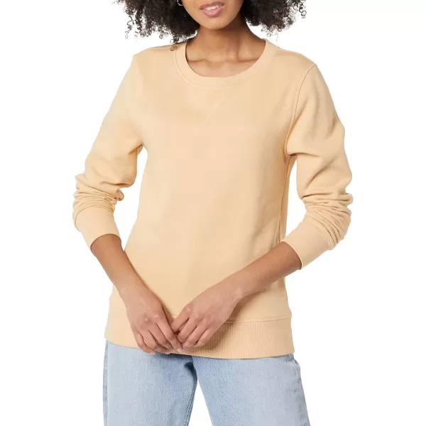 Amazon Essentials Womens Fleece Crewneck Sweatshirt Available in Plus SizeLight Camel