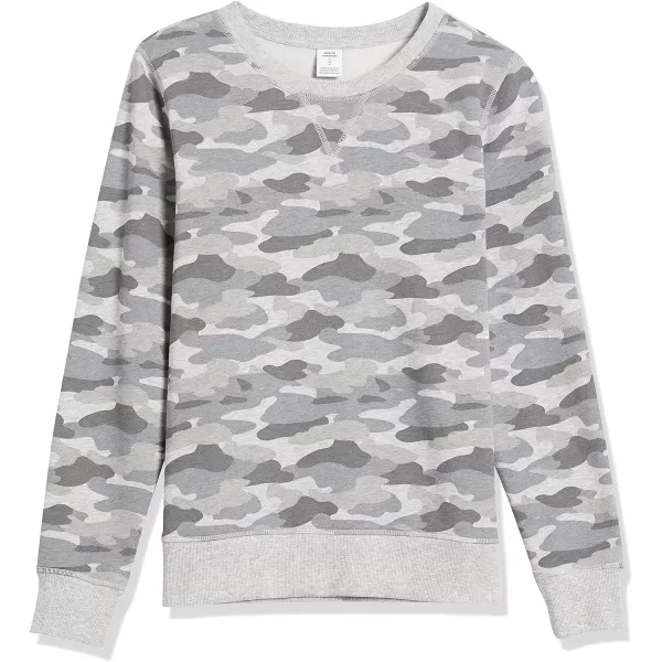 Amazon Essentials Womens Fleece Crewneck Sweatshirt Available in Plus SizeLight Grey Camo