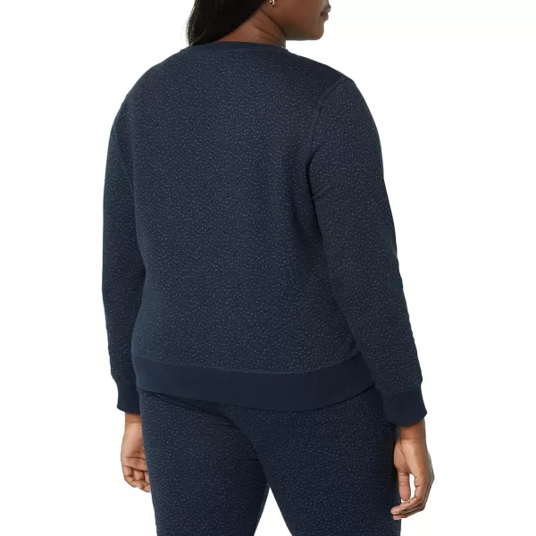 Amazon Essentials Womens Fleece Crewneck Sweatshirt Available in Plus SizeNavy Cheetah