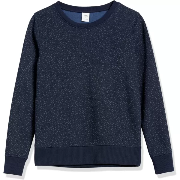 Amazon Essentials Womens Fleece Crewneck Sweatshirt Available in Plus SizeNavy Cheetah
