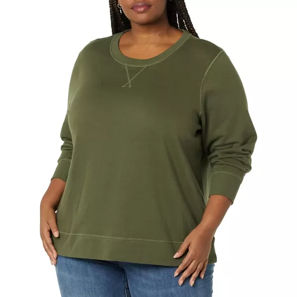 Amazon Essentials Womens Fleece Crewneck Sweatshirt Available in Plus SizeOlive