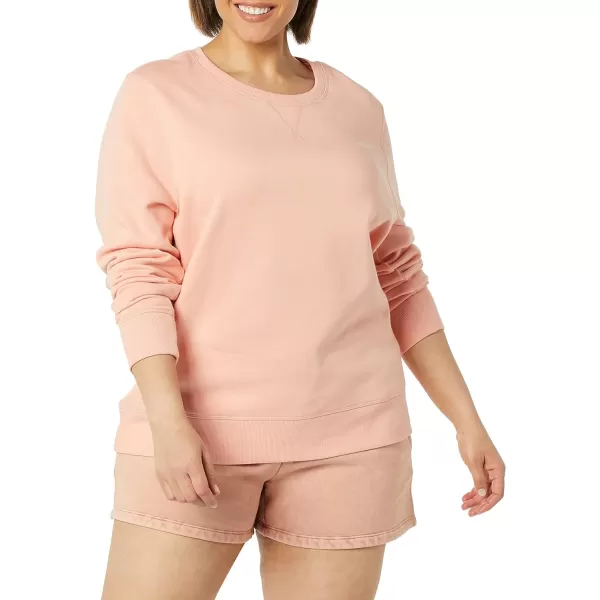 Amazon Essentials Womens Fleece Crewneck Sweatshirt Available in Plus SizePale Peach