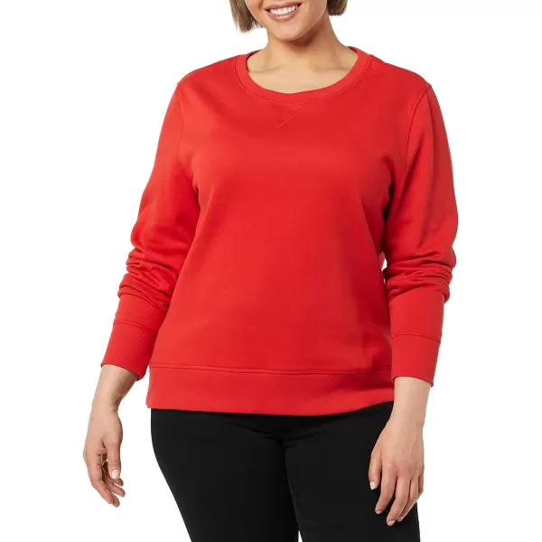 Amazon Essentials Womens Fleece Crewneck Sweatshirt Available in Plus SizeRed