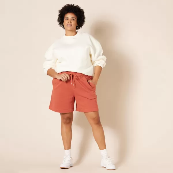 Amazon Essentials Womens Fleece High Rise Bermuda Shorts Available in Plus SizeTerracotta