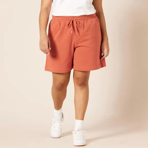 Amazon Essentials Womens Fleece High Rise Bermuda Shorts Available in Plus SizeTerracotta