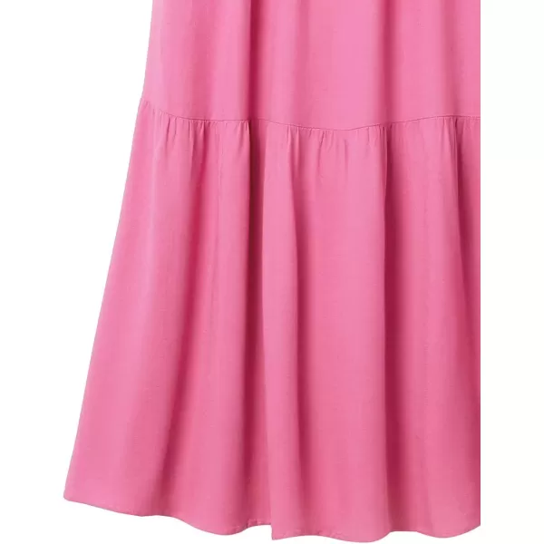 Amazon Essentials Womens Fluid Twill Tiered Fit and Flare DressBright Pink