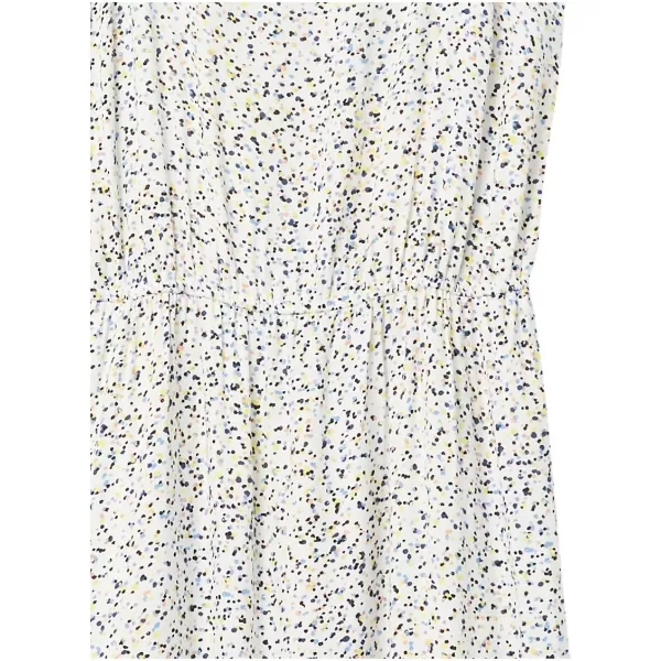 Amazon Essentials Womens Fluid Twill Tiered Fit and Flare DressOffwhite Confetti Print