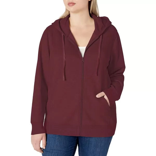 Amazon Essentials Womens French Terry Fleece FullZip Hoodie Available in Plus SizeBurgundy