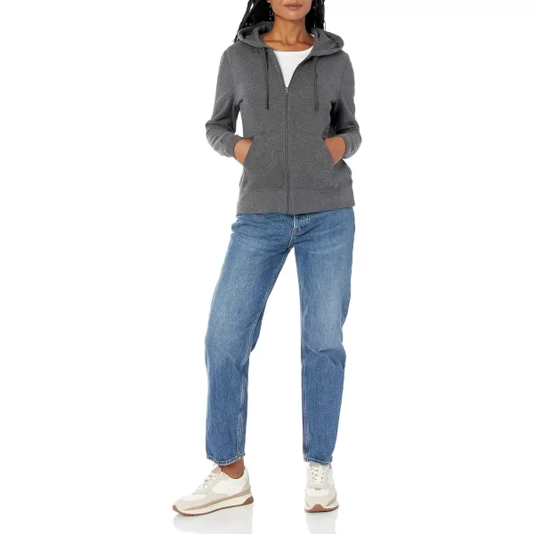 Amazon Essentials Womens French Terry Fleece FullZip Hoodie Available in Plus SizeCharcoal Heather