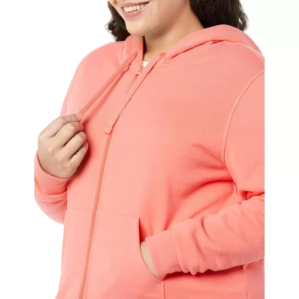 Amazon Essentials Womens French Terry Fleece FullZip Hoodie Available in Plus SizeCoral Pink