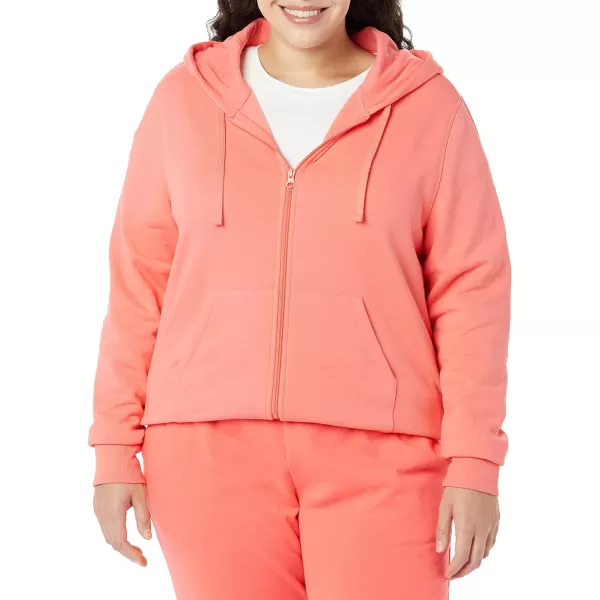 Amazon Essentials Womens French Terry Fleece FullZip Hoodie Available in Plus SizeCoral Pink