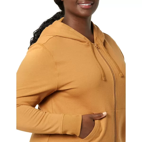 Amazon Essentials Womens French Terry Fleece FullZip Hoodie Available in Plus SizeDark Camel