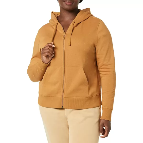 Amazon Essentials Womens French Terry Fleece FullZip Hoodie Available in Plus SizeDark Camel