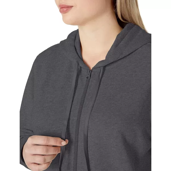 Amazon Essentials Womens French Terry Fleece FullZip Hoodie Available in Plus SizeDark Grey Heather