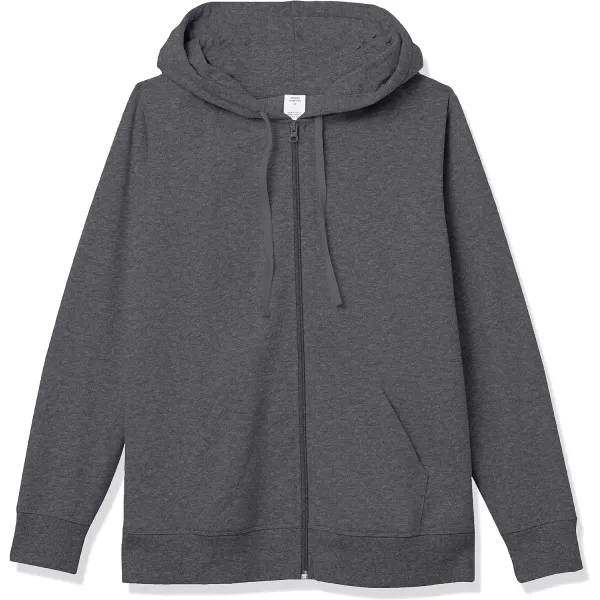 Amazon Essentials Womens French Terry Fleece FullZip Hoodie Available in Plus SizeDark Grey Heather