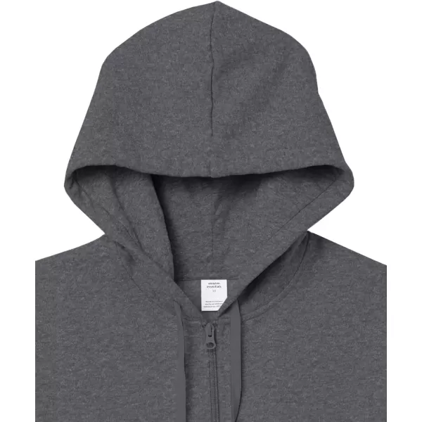 Amazon Essentials Womens French Terry Fleece FullZip Hoodie Available in Plus SizeDark Grey Heather