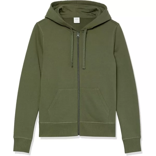 Amazon Essentials Womens French Terry Fleece FullZip Hoodie Available in Plus SizeDark Olive