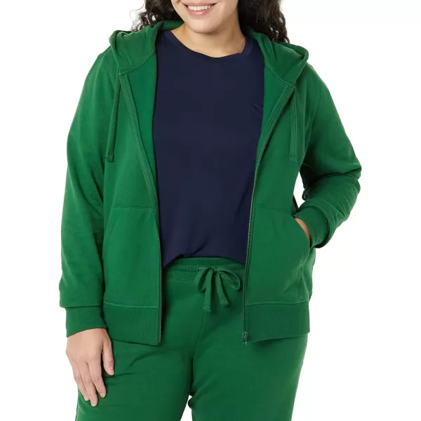 Amazon Essentials Womens French Terry Fleece FullZip Hoodie Available in Plus SizeGreen