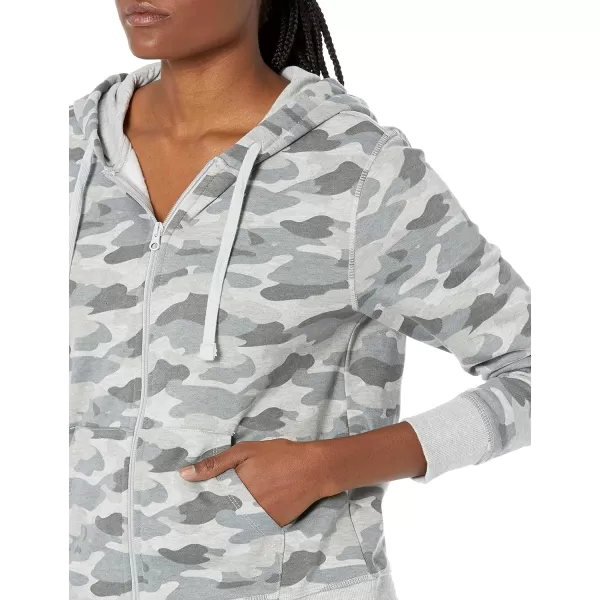 Amazon Essentials Womens French Terry Fleece FullZip Hoodie Available in Plus SizeGrey Camo