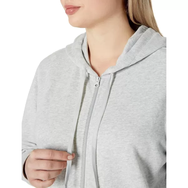 Amazon Essentials Womens French Terry Fleece FullZip Hoodie Available in Plus SizeLight Grey Heather