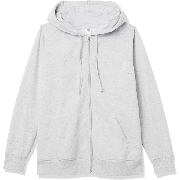 Amazon Essentials Womens French Terry Fleece FullZip Hoodie Available in Plus SizeLight Grey Heather