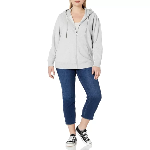 Amazon Essentials Womens French Terry Fleece FullZip Hoodie Available in Plus SizeLight Grey Heather