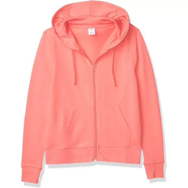 Amazon Essentials Womens French Terry Fleece FullZip HoodieCoral Pink