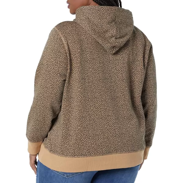 Amazon Essentials Womens French Terry Fleece Pullover Hoodie Available in Plus SizeCamel Cheetah