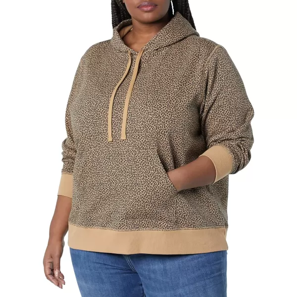 Amazon Essentials Womens French Terry Fleece Pullover Hoodie Available in Plus SizeCamel Cheetah