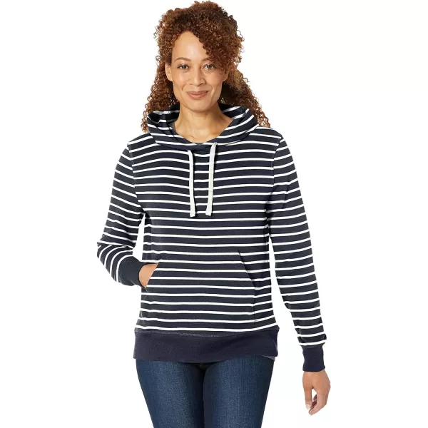 Amazon Essentials Womens French Terry Fleece Pullover Hoodie Available in Plus SizeNavy Stripe