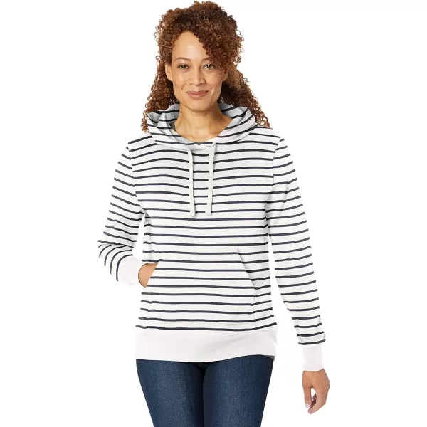 Amazon Essentials Womens French Terry Fleece Pullover Hoodie Available in Plus SizeWhite Stripe