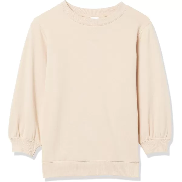 Amazon Essentials Womens French Terry Fleece Sleeve Detail Crewneck SweatshirtBeige