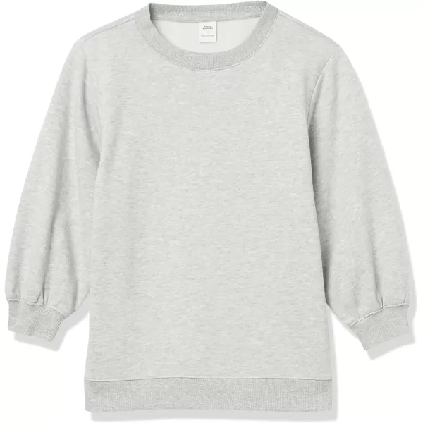 Amazon Essentials Womens French Terry Fleece Sleeve Detail Crewneck SweatshirtGrey Heather