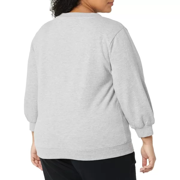 Amazon Essentials Womens French Terry Fleece Sleeve Detail Crewneck SweatshirtGrey Heather