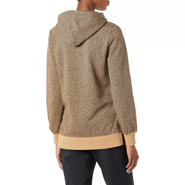 Amazon Essentials Womens French Terry Hooded Tunic SweatshirtCamel Cheetah