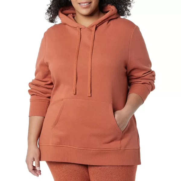 Amazon Essentials Womens French Terry Hooded Tunic SweatshirtCaramel