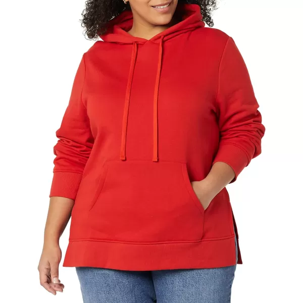 Amazon Essentials Womens French Terry Hooded Tunic SweatshirtRed