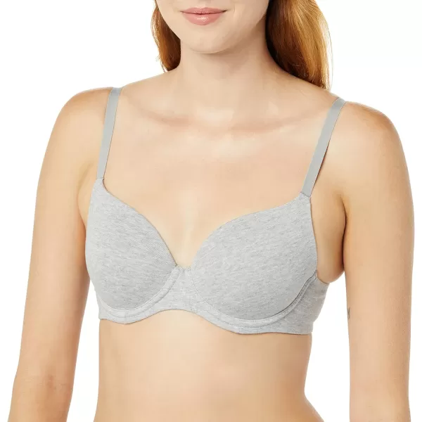 Amazon Essentials Womens Full Cover Cotton Bra Pack of 2Grey HeatherPearl