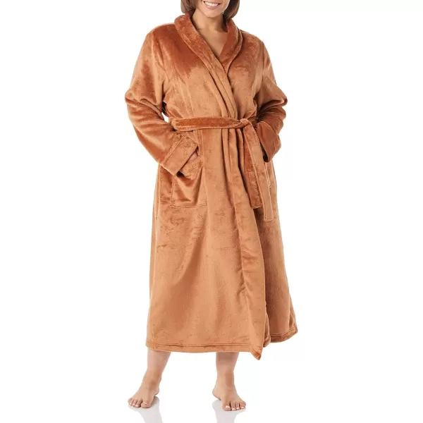 Amazon Essentials Womens FullLength Plush Robe Available in Plus SizeBrown