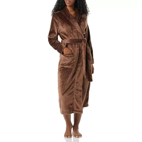 Amazon Essentials Womens FullLength Plush Robe Available in Plus SizeDark Brown