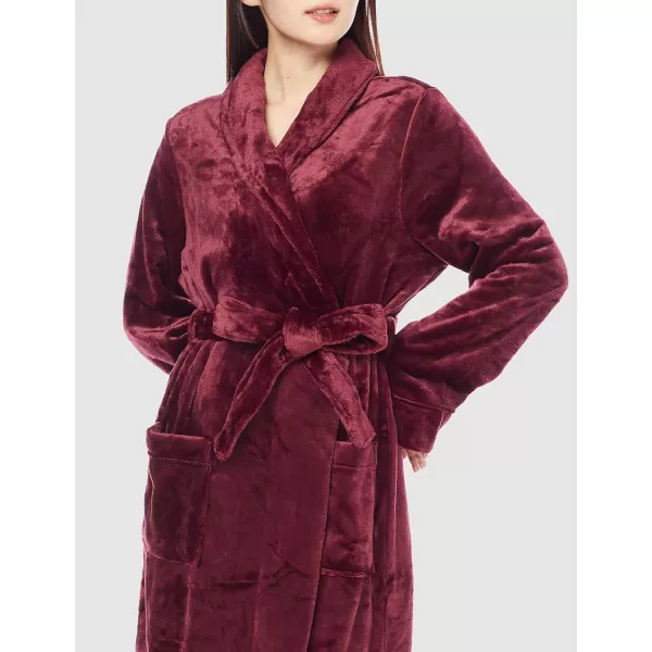 Amazon Essentials Womens FullLength Plush Robe Available in Plus SizeDark Burgundy