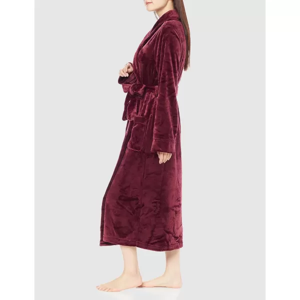 Amazon Essentials Womens FullLength Plush Robe Available in Plus SizeDark Burgundy