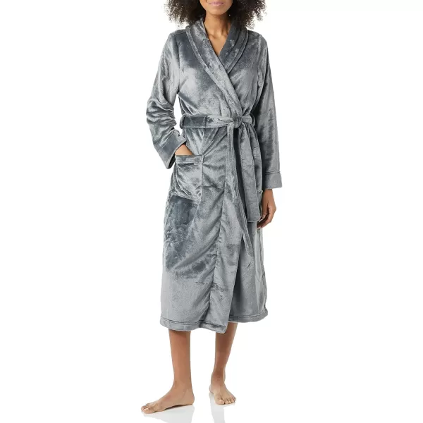 Amazon Essentials Womens FullLength Plush Robe Available in Plus SizeDark Grey