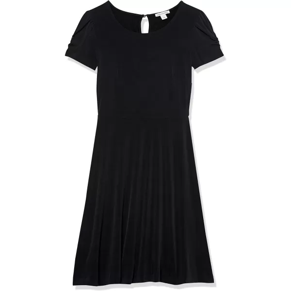 Amazon Essentials Womens Gathered Short Sleeve Crew Neck Aline Dress Available in Plus SizeBlack