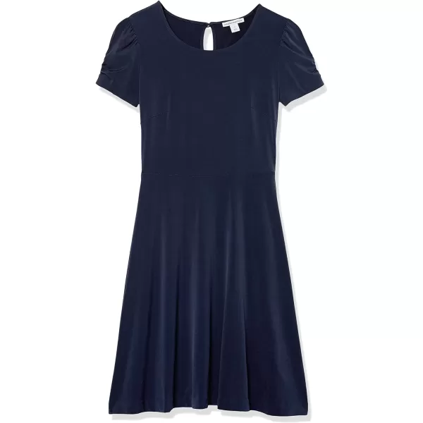 Amazon Essentials Womens Gathered Short Sleeve Crew Neck Aline Dress Available in Plus SizeNavy