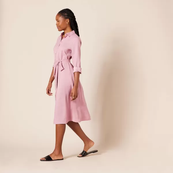 Amazon Essentials Womens Georgette Long Sleeve Midi Length Shirt DressMauve