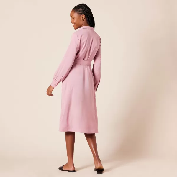 Amazon Essentials Womens Georgette Long Sleeve Midi Length Shirt DressMauve