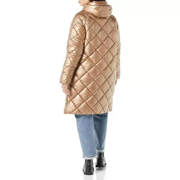 Amazon Essentials Womens Heavyweight Diamond Quilted Knee Length Puffer CoatMetallic Taupe