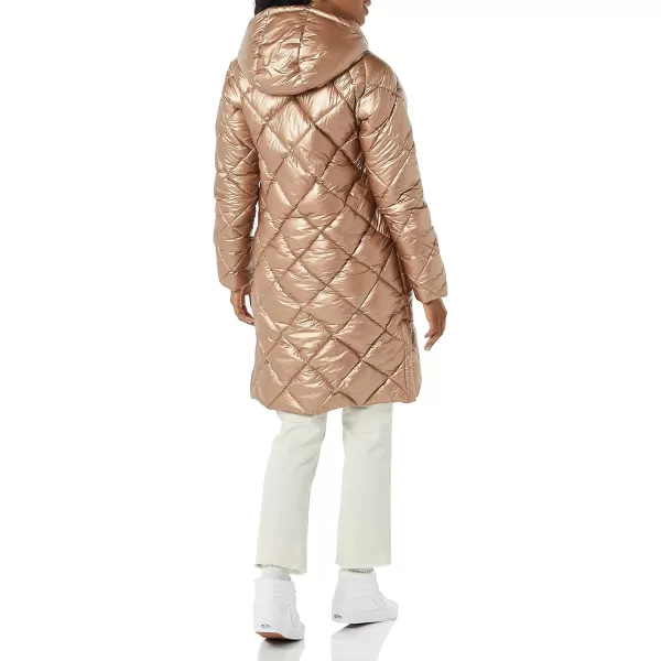 Amazon Essentials Womens Heavyweight Diamond Quilted Knee Length Puffer CoatMetallic Taupe