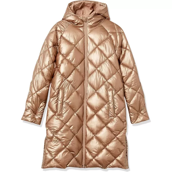 Amazon Essentials Womens Heavyweight Diamond Quilted Knee Length Puffer CoatMetallic Taupe